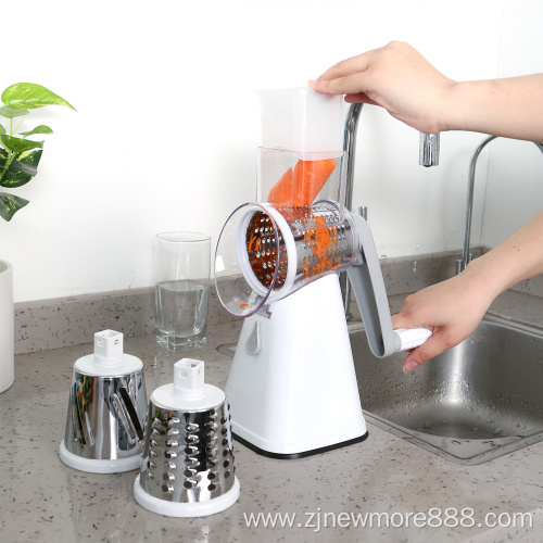 Drum Vegetable Grater for Kitchen 3 Interchangeable Blades